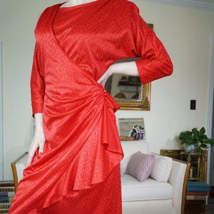 Vintage J.M. II 1970's 80s Red Sexy Formal Dress